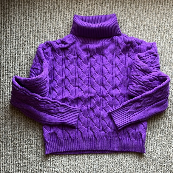 NWT Lulu’s purple turtleneck cable crop sweater - Picture 4 of 6